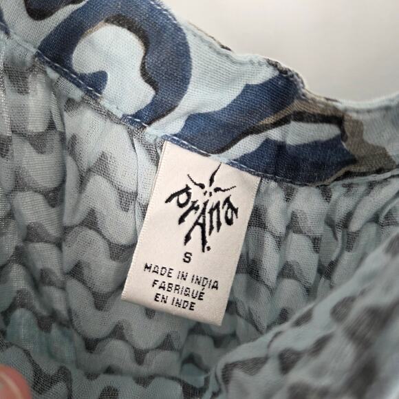 Prana SZ S Sleeveless Cotton Tribal Animal Print Spaghetti Strap top blouse tank - Picture 3 of 4